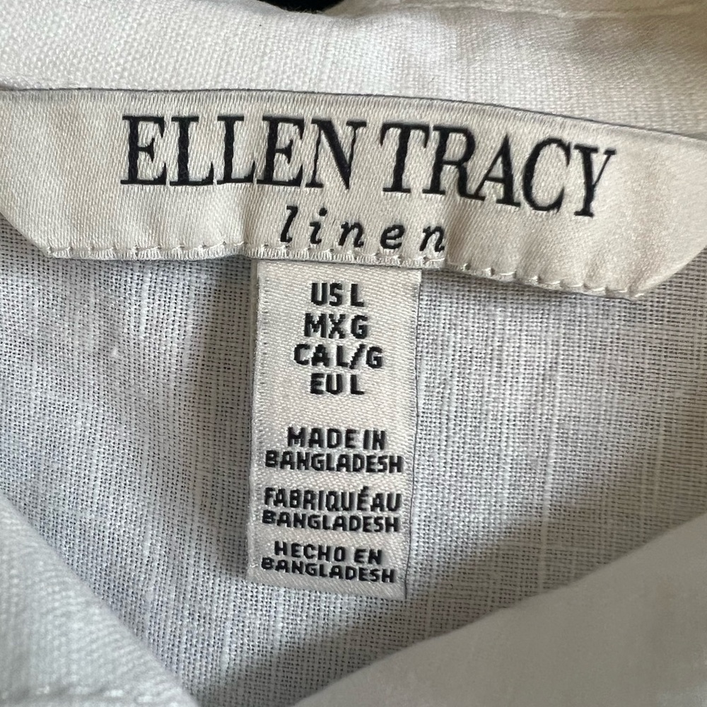 ELLEN TRACY VERY LIGHT CREAM COLOR SIZE LARGE LINEN OVERSIZED SHIRT - Picture 5 of 5
